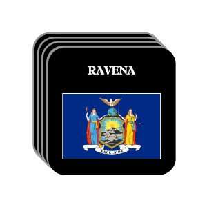 US State Flag   RAVENA, New York (NY) Set of 4 Mini Mousepad Coasters
