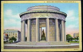 Postcard   Atlantic City, NJ   World War Memorial  