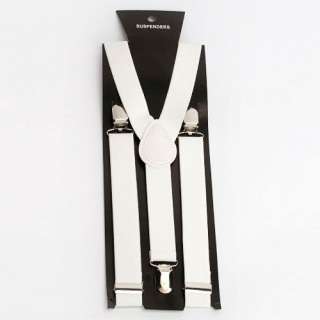 Clip on Elastic Y back Suspenders White 71*1 inch  