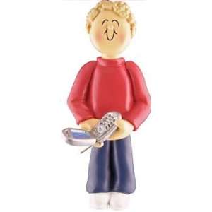  Blonde Male Cell Phone Christmas Ornament: Sports 
