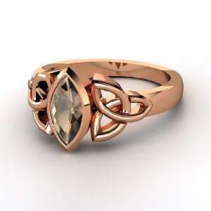  Caitlin Ring, 18K Rose Gold Ring with Smoky Quartz 