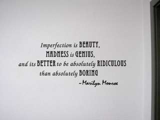 IMPERFECTION IS BEAUTY Vinyl Wall Quote Home Decor Peel & Stick Decal 