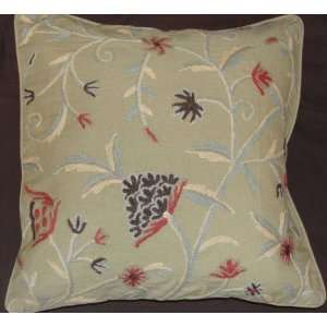  Crewel Pillow Tree of Life Khaki Cotton Duck (20X20)