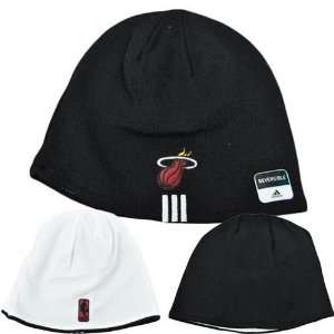 Adidas Miami Heat Reversible Cuffless Black White Red Beanie Knit Hat 