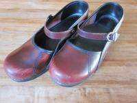 DANSKO Original Burnished Red Leather Buckle Mary Jane Clogs WOmens 39 