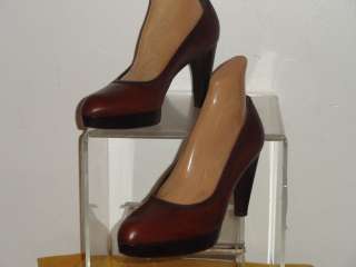   Weitzman Women Brown Leather Platform Pumps Heels Shoe Shoes Size 10 M