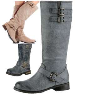 Women Motorcycle Comfy Knee High fashion Boots Shoes  