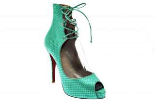 High Heels Shoes Christian Louboutin Womens Juste Python Turquoise 120 