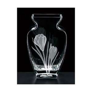  Floral Crocus Etched Crystal Vase