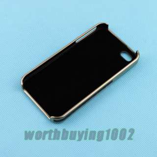   Style Black Carbon Fiber Golden Chrome Hard Case Cover for iPhone 4 4S