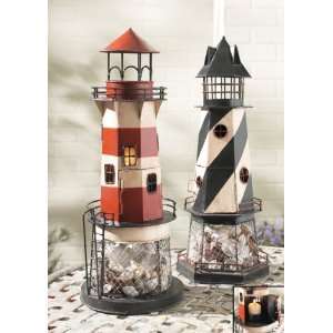  Pack of 4 Nautical Lighthouse Table Top Tealight Candle 