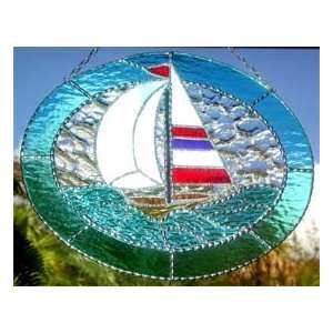   Stained Glass Suncatcher Nautical Design   10 x 12