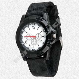 Stainless Steel Canvas Quartz Mens Wrist Watch Black  