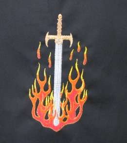 Medieval Knights Surcoat Tabard Tunic Flaming Sword Excalibur Crest 