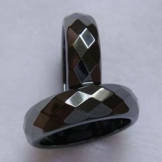 r0006 Charming AAA 2pcs Wide Faceted Hematite Ring #6  