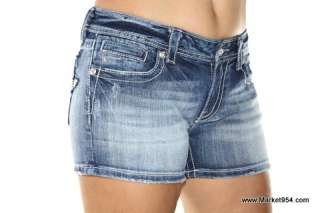 Miss Me Jeans Paradise Flower Wings Shorts Women Denim distressed 