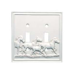  White HORSES Double SWITCHPLATE COVER home decor: Home 
