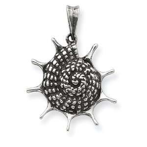   Silver Antiqued & Polished Seashell Pendant: Vishal Jewelry: Jewelry