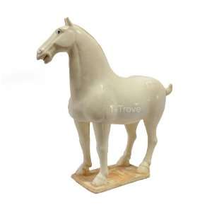  White Ceramic Stallion Horse Statue