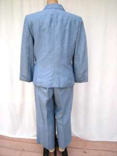 Judith Hart Coll. Linen Blend Denim Blue Pant Suit Sz12  