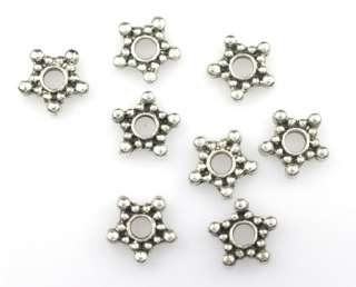25 ANTIQUE SILVER PLATED STAR SPACER BEADS 9MM  
