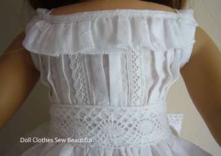 18 Inch Doll Clothes White Cotton Sun Dress W/ Ruffles  