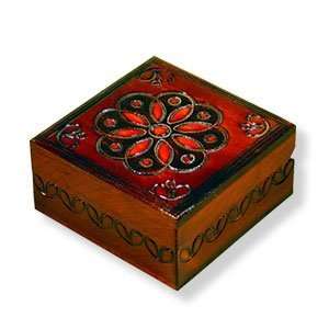   Keepsake Box, Brown with Flower Design, 3.25x3.25.: Everything Else
