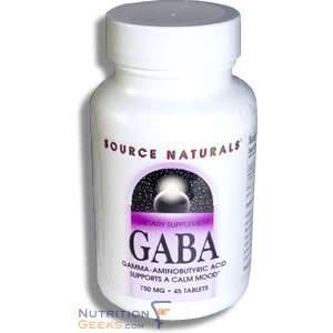  Source Naturals GABA 750mg, 45 Tablet: Health & Personal 