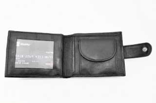 Mens Genuine Leather Bi Fold Wallet 444 BLK  