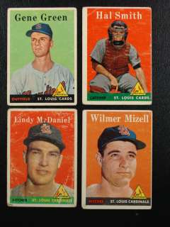 1958 Topps Baseball 4 Card Lot St Louis Cardinals  