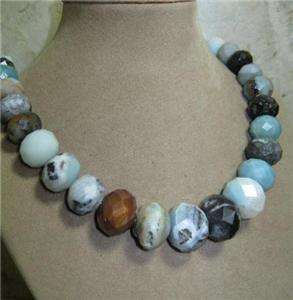 FACETED ITE BIG CHUNKY BEADED GEMSTONE NECKLACE  