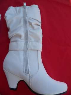 WHITE BOOTS SHOES YOUTH KIDS GIRLS SIZE 9 4  