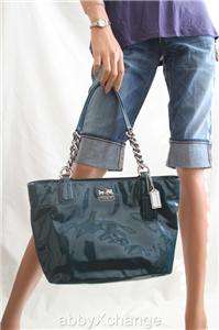 New COACH Chelsea Patent Leather East West Tote Bag 18770 NWT Teal 