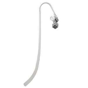  Pair of Dice Silver Plated Charm Bookmark with Clear 