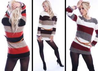   Knitted Top Dress Long Sleeve Belted JUMPER Knitwear Size S/M/L/XL