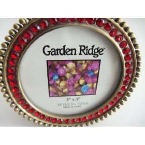  Red Ruby Rhinesone Round Antique Gold Picture Frame: Home 