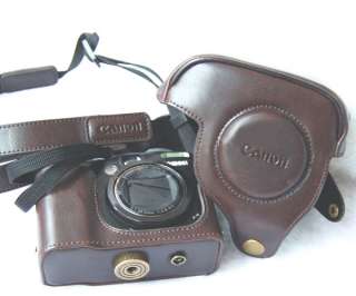 Brown Leather camera Case Bag For Canon G11 DSLR  