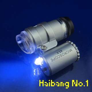 60X Pocket Microscope Jeweler Magnifier LED Loupe Eye New  