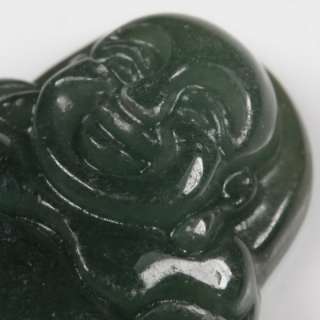 Small Happy Buddha Dark Green Pendant Grade A Chinese Jade Jadeite 