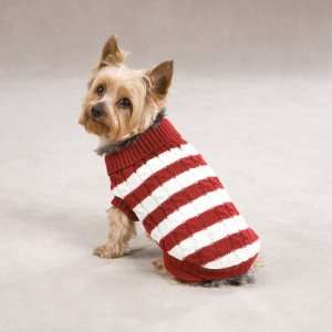    XXS Red Striped Knit Cabin Turtleneck Dog Sweater: Pet Supplies