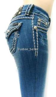 NWT MISS ME Vintage Big Thick Pick Stitch Crystal Jeans  