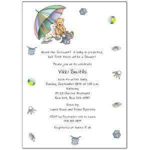  Bear Umbrella With Baby Baby Shower Invitations   Set of 