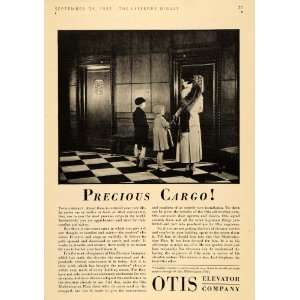 1932 Ad Otis Elevator Door Mother Children Girl Boy   Original Print 
