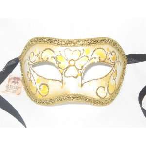  Yellow Floral Colombina TS Venetian Mask: Home & Kitchen
