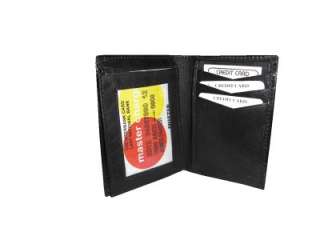Ultra Slim High quality Black Leather Bifold Wallet 739  