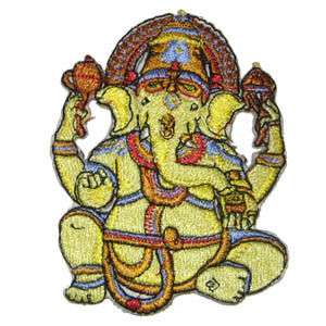 Epic Gold Lord Ganesh Hindu Elephant God Iron on Patch  