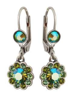 Michal Negrin Flower Earrings made with Turquoise Crystals  