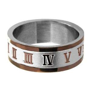   Rings 316 Stainless Steel, PVD Cappuccino Roman Numerals   Size 12
