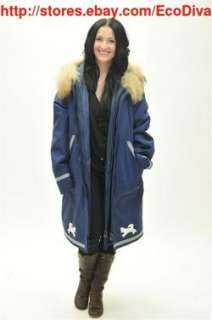 YUKON WHITEHORSE BLUE WOOL ESKIMO PARKA HOODED fur COAT & LINER! M 