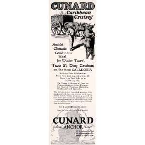  1927 Ad Cunard Caribbean Cruises Caledonia Ship Travel 